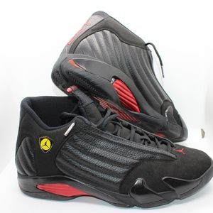 Men's  Jordan 14 Retro Last Shot 2011 Black/Black-Varsity Red 311832-010 Size 13